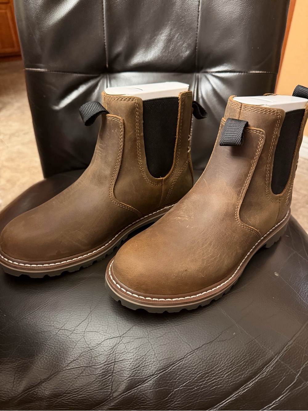 Woman’s Brown Chelsea Work Boots - Rugged Pull-On Design